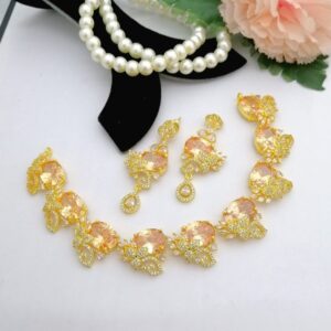 American Diamond Necklace Set Real Stone Fine Quality