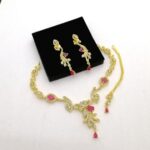 American Diamond Cut Elegant Jewellery Set Real Stone Fine Quality