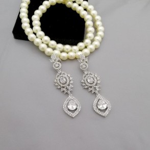 American Diamond Cut Elegant Ear Rings Real Stone Fine Quality